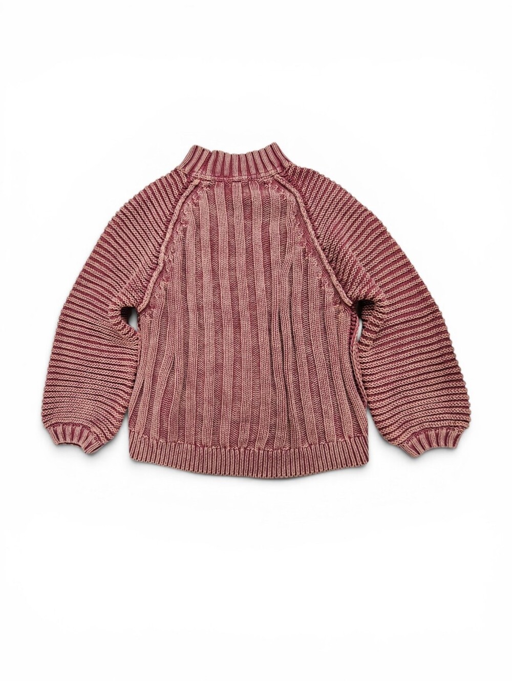 Free People Sweetheart Cable Knit Turtleneck Sweater In Rouge Combo Size Large - Picture 5 of 10